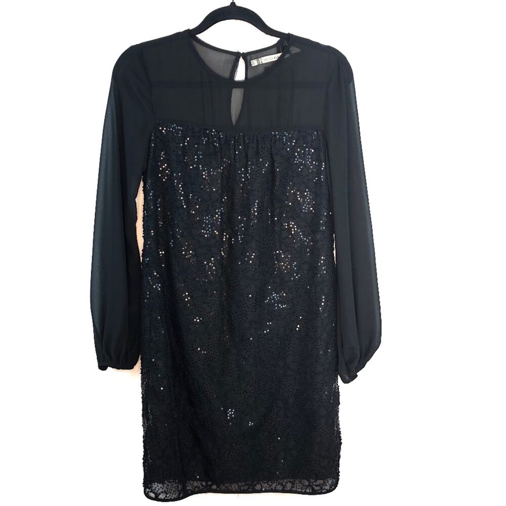 Chelsea & Violet Sequin Lace Cocktail Dress LBD Black Size XS NWT